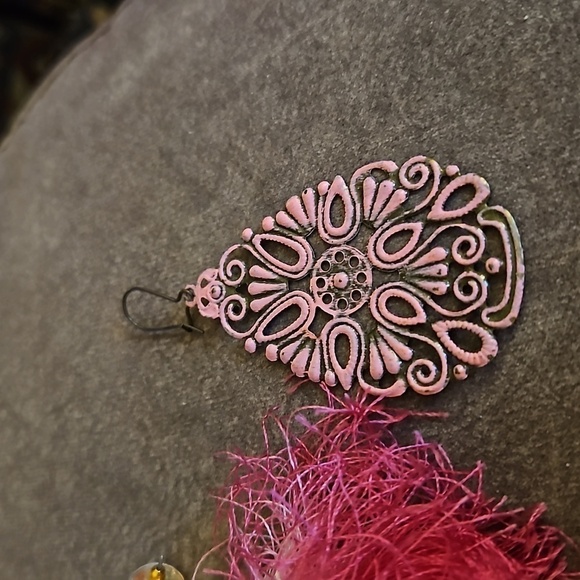 Mismatched Baublebar Fuzzy Tassel Filigree Rave Dangle Earrings - Picture 4 of 6